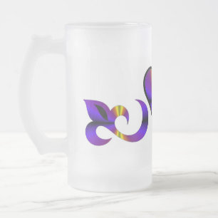 Taza De Cristal Esmerilado Lirio cardíaco arcoiris y mariposa