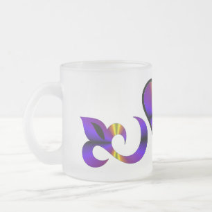 Taza De Cristal Esmerilado Lirio cardíaco arcoiris y mariposa