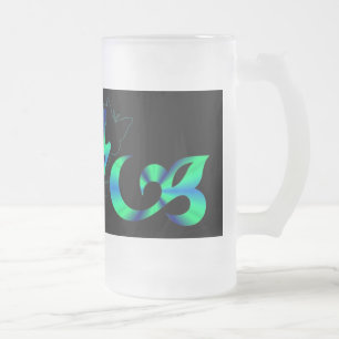 Taza De Cristal Esmerilado Lirio cardíaco arcoiris y mariposa