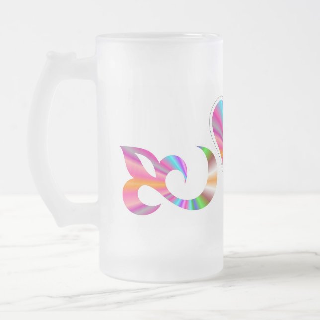 Taza De Cristal Esmerilado Lirio cardíaco arcoiris y mariposa (Izquierda)
