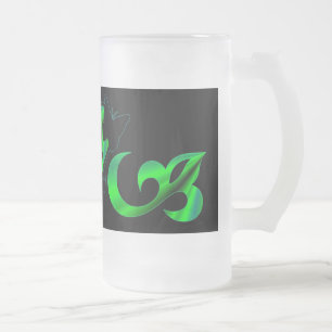 Taza De Cristal Esmerilado Lirio cardíaco arcoiris y mariposa