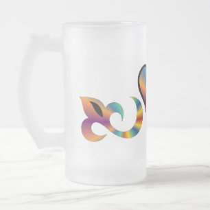 Taza De Cristal Esmerilado Lirio cardíaco arcoiris y mariposa
