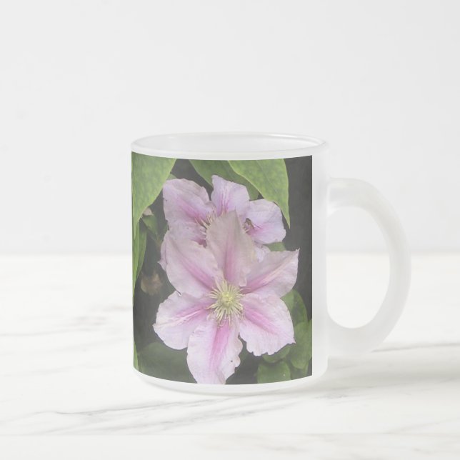 Taza De Cristal Esmerilado Lirio rosa ( Clematis) Estilo de vidrio escarpado (Derecha)