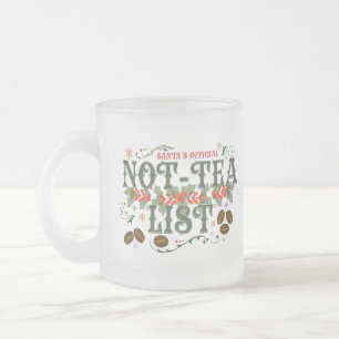 Taza De Cristal Esmerilado Lista Oficial de No-Té de Santa Navideña Helada