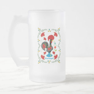 Taza De Cristal Esmerilado Lista tradicional de Portugal en negro