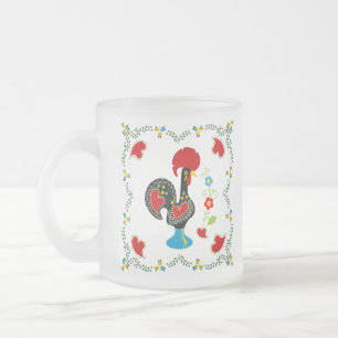 Taza De Cristal Esmerilado Lista tradicional de Portugal en negro