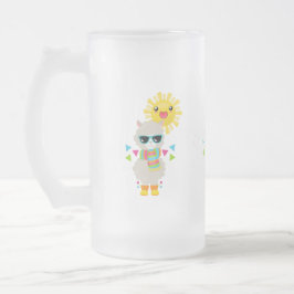 Taza De Cristal Esmerilado Llama Guay y Sol sonriente Kawaii