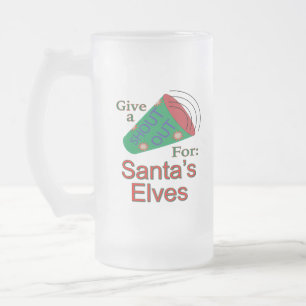 Taza De Cristal Esmerilado Llamada para los duendes de Santa
