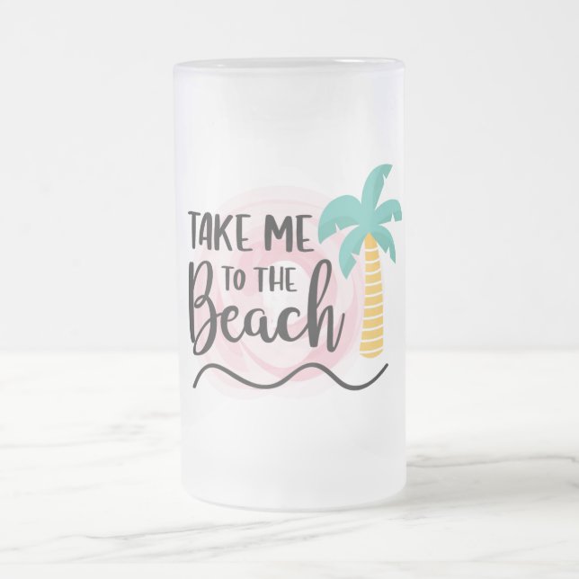 Taza De Cristal Esmerilado Llévame a la playa (Centro)