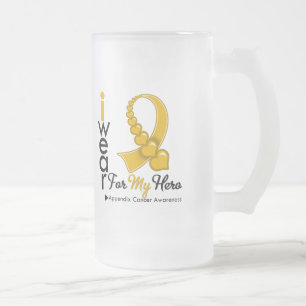 Taza De Cristal Esmerilado Llevo la cinta del CÁNCER del APÉNDICE para mi