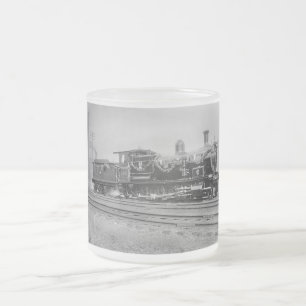 Taza De Cristal Esmerilado locomotora de vapor de tren antigua vía férrea fer