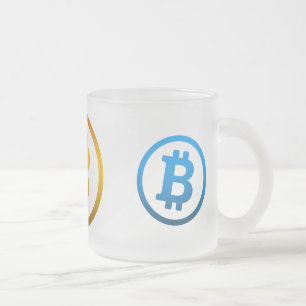 Taza De Cristal Esmerilado Logo de Bitcoin