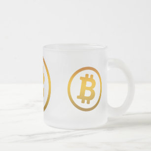 Taza De Cristal Esmerilado Logo de Bitcoin