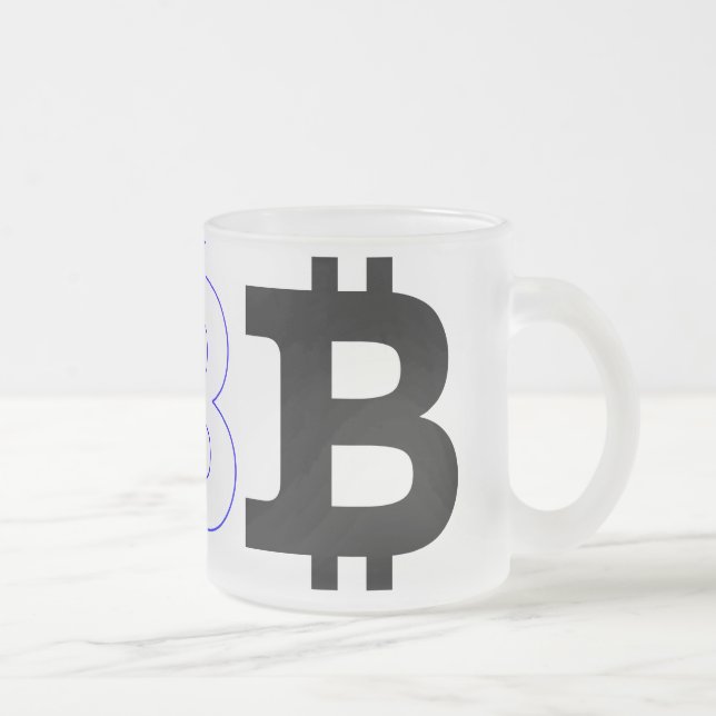 Taza De Cristal Esmerilado Logo de Bitcoin (Derecha)