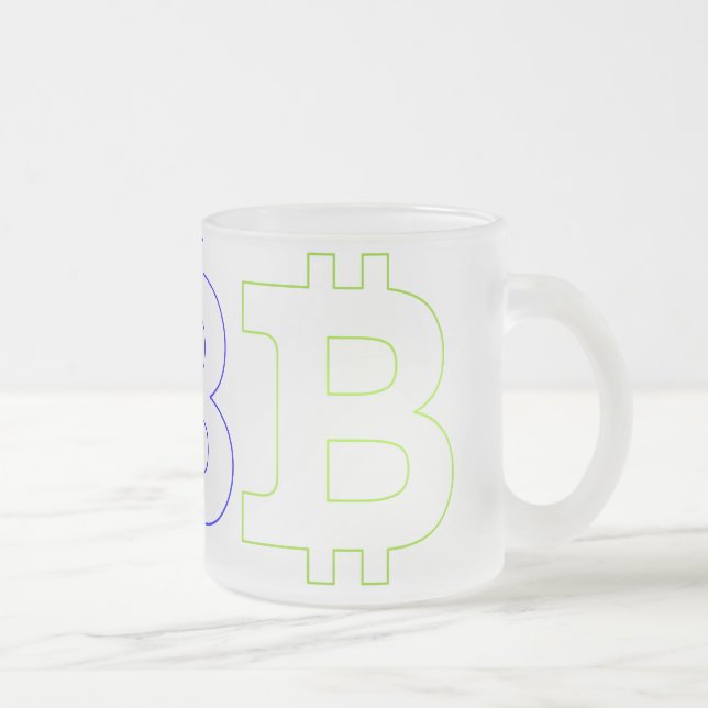 Taza De Cristal Esmerilado Logo de Bitcoin (Derecha)