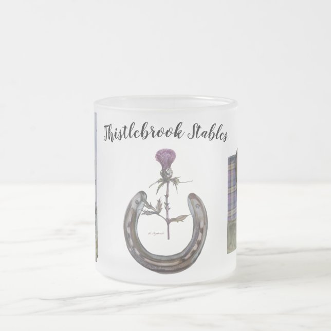 Taza De Cristal Esmerilado logo de thistlebrook stables (Centro)