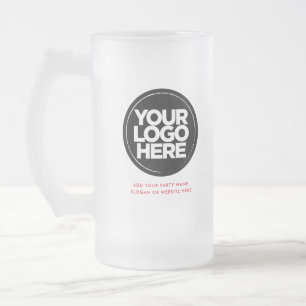 Taza De Cristal Esmerilado Logo rojo y texto