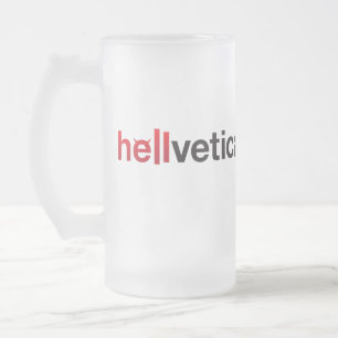 Taza De Cristal Esmerilado logotipo de Helvetica rojo y negro