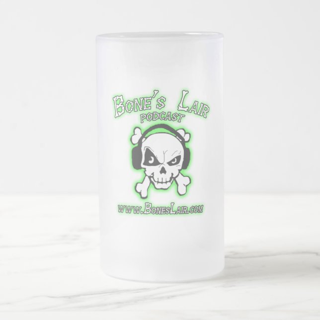 Taza De Cristal Esmerilado Logotipo de la guarida del hueso (Centro)