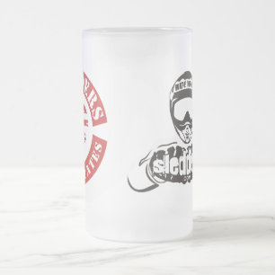 Taza De Cristal Esmerilado logotipo de Sledders.com y cerveza helada emblema