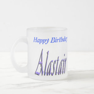 Taza De Cristal Esmerilado Logotipo del nombre del alastaire azul,