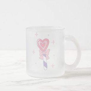 Taza De Cristal Esmerilado Lollipop lindo del corazón