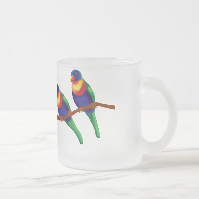 Taza De Cristal Esmerilado Loriketeros del arcoiris (Derecha)