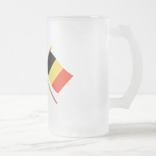 Taza De Cristal Esmerilado Los E.E.U.U. y banderas cruzadas Bélgica