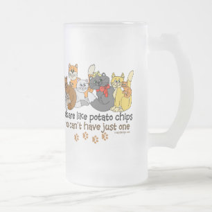 Taza De Cristal Esmerilado Los gatos son como las patatas fritas