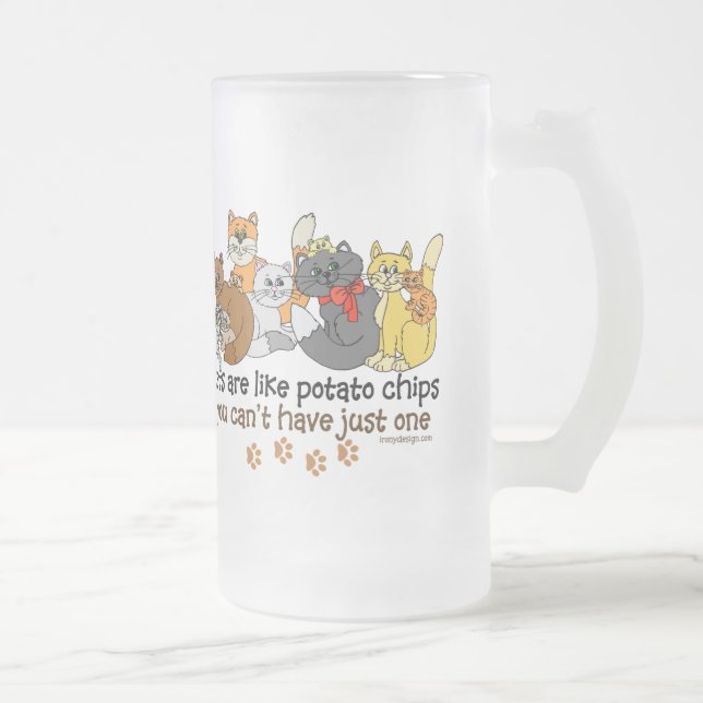 Taza De Cristal Esmerilado Los gatos son como las patatas fritas (Derecha)