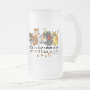 Taza De Cristal Esmerilado Los gatos son como las patatas fritas