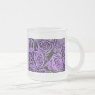Taza De Cristal Esmerilado los rosas color de rosa púrpuras del ramo fechan
