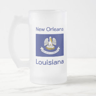 Taza De Cristal Esmerilado Louisiana Bandera Mapa Ciudad Mug