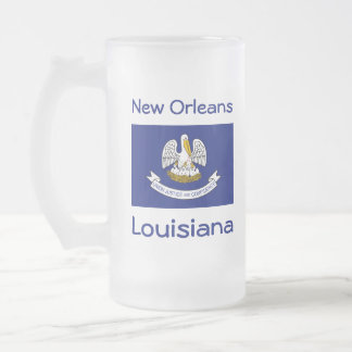 Taza De Cristal Esmerilado Louisiana Bandera Mapa Ciudad Mug