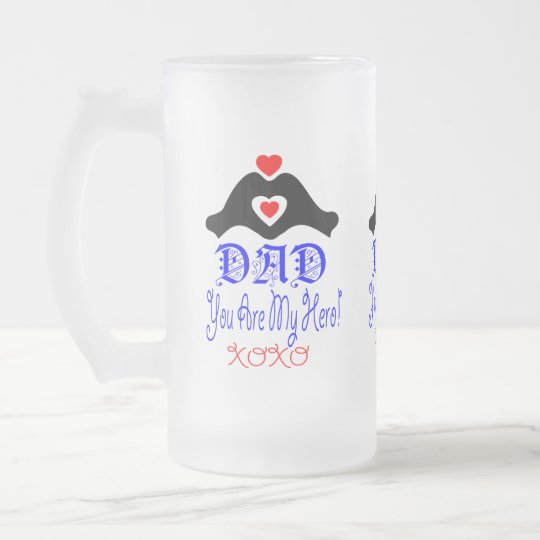 Taza De Cristal Esmerilado ↷Love del 🍺 del ❤ usted papá, usted es mi héroe