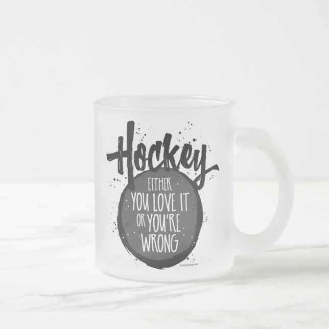 Taza De Cristal Esmerilado Love Hockey Frosted Glass Coffee Mug (Derecha)