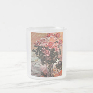 Taza De Cristal Esmerilado Lovis Corinth rosas-rosadas-1924 flores