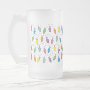 Taza De Cristal Esmerilado Luces de Navidad