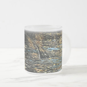 Taza De Cristal Esmerilado Luces nocturnas en el mar