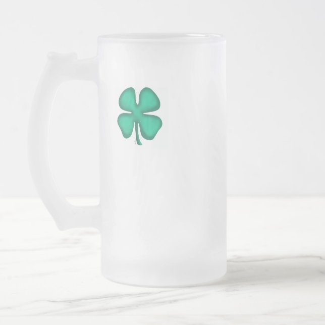 Taza De Cristal Esmerilado Lucky 4 Leaf Irish Clover frotis mug (Izquierda)