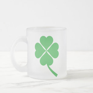 Taza De Cristal Esmerilado Lucky Four Leaf Shamrock Design-87906
