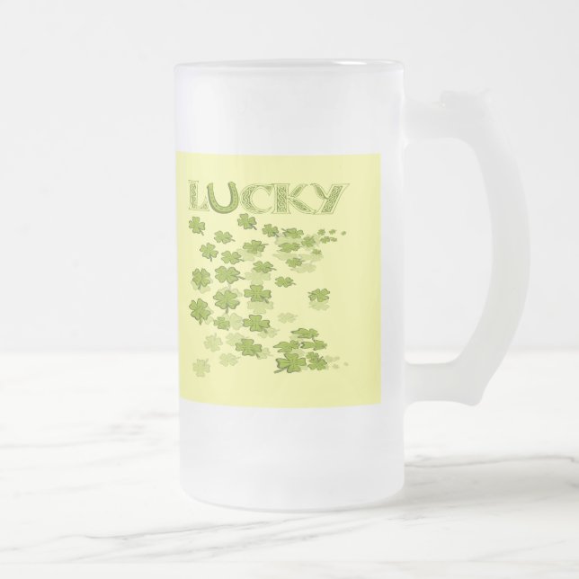 Taza De Cristal Esmerilado Lucky HorseShoe Shamrock (Derecha)