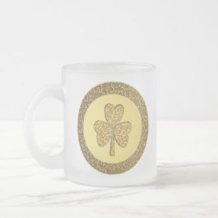 Taza De Cristal Esmerilado Lucky Irish Shamrock Gold Coin