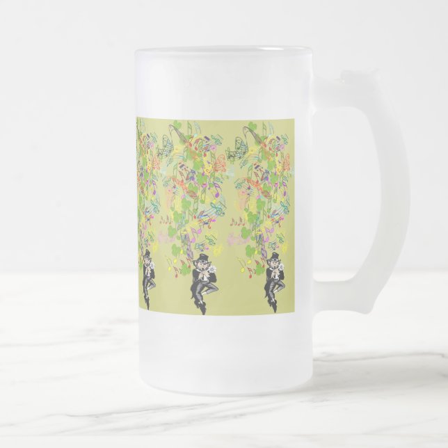 Taza De Cristal Esmerilado Lucky Leprechaun Con Shamrock (Derecha)