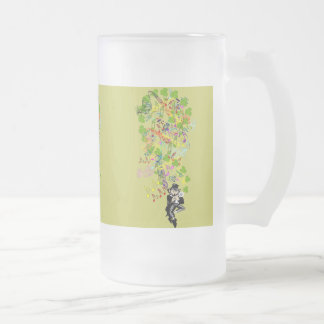 Taza De Cristal Esmerilado Lucky Leprechaun Con Shamrock