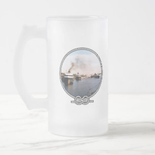 Taza De Cristal Esmerilado Ludington Car/Rail Ferries Mug
