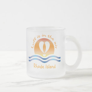 Taza De Cristal Esmerilado Luffers Sunset_Luff está en el aire de Rhode Islan