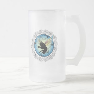 Taza De Cristal Esmerilado Luna de gato cósmico y estrellas
