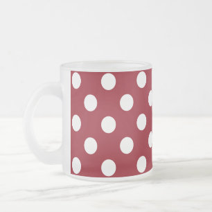Taza De Cristal Esmerilado Lunares Blancos sobre Rojo Carmesí