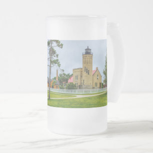 Taza De Cristal Esmerilado Luz del punto de mackinac